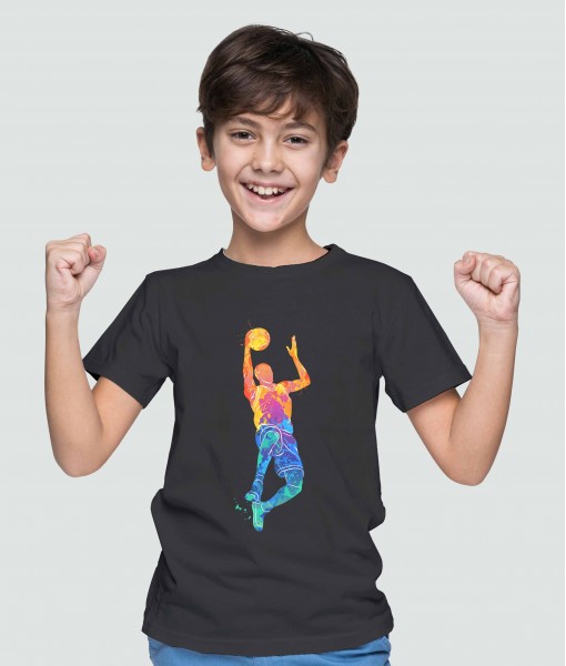 Детска тениска с щампа Спортни Илюстрации Colorful basketball player