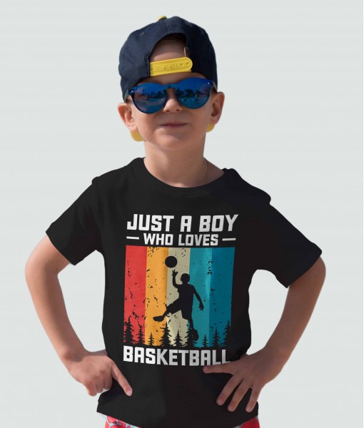 Детска тениска с щампа Спортни Илюстрации Just a boy who loves basketball