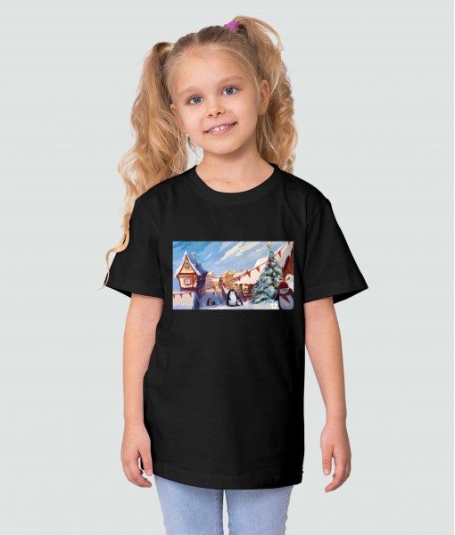 Детска тениска Tosha Art Christmas Penguins - TShirtArtShop.com