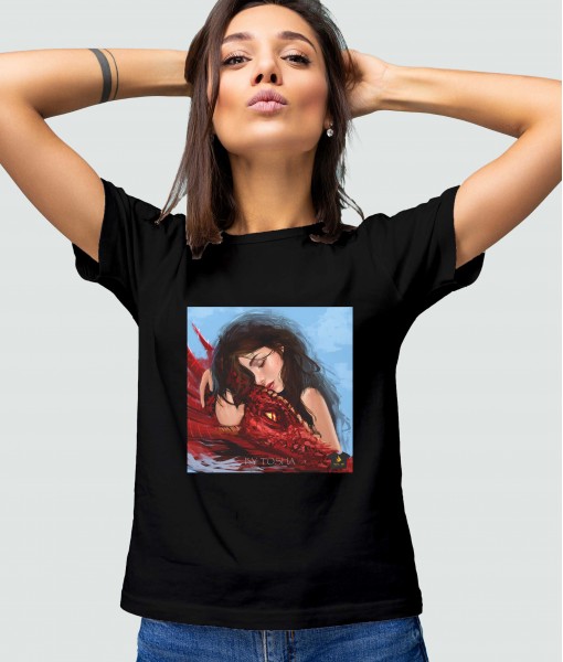 Дамска тениска с щампа Tosha Art Girl and Dragon
