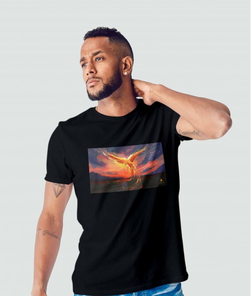 Мъжка тениска с щампа Tosha Art Phoenix Soul Sky Dive