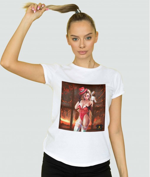 Дамска тениска с щампа Tosha Art Sexy Christmas Bunny - TShirtArtShop.com