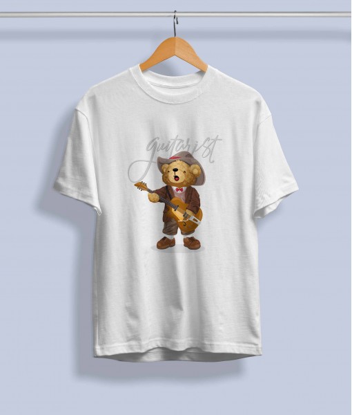 Дамска тениска с щампа Мечета Guitarist bear
