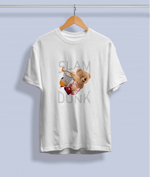 Дамска тениска с щампа Мечета Slam dunking bear