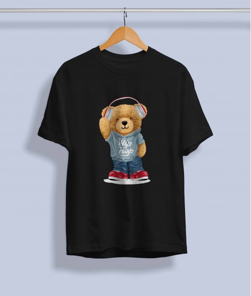 Дамска тениска с щампа Мечета Hip-hop headphones bear