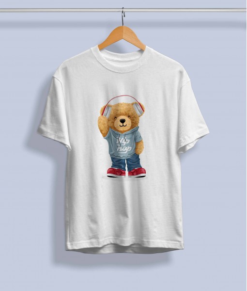 Дамска тениска с щампа Мечета Hip-hop headphones bear