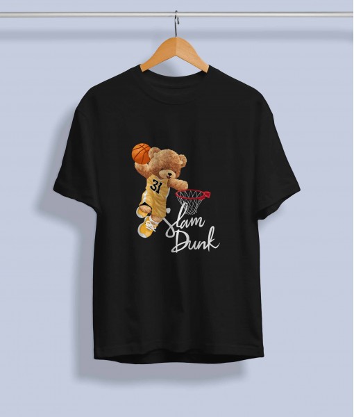 Дамска тениска с щампа Мечета Playing basketball bear