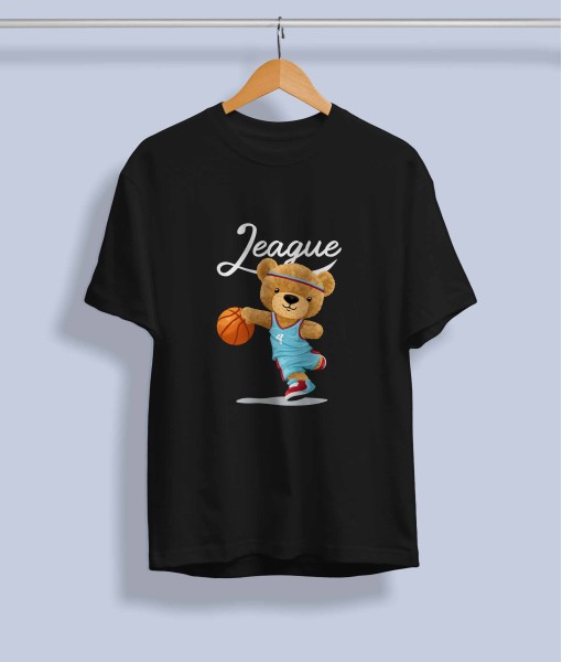 Дамска тениска с щампа Мечета Dribbling basketball bear