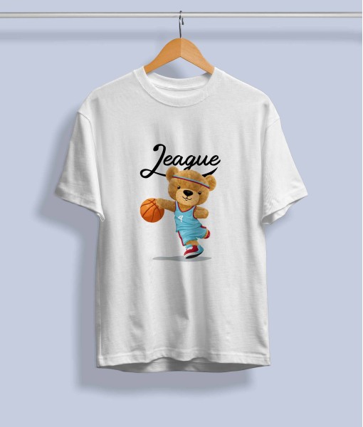 Дамска тениска с щампа Мечета Dribbling basketball bear