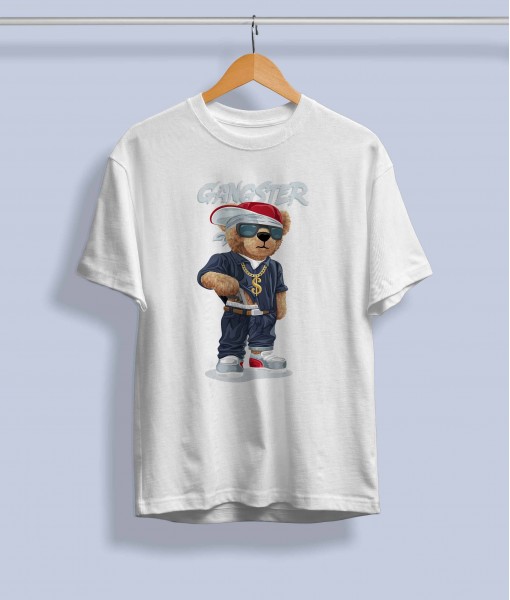 Дамска тениска с щампа Мечета Gangster with gun bear