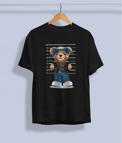 Дамска тениска с щампа Мечета Gangster mugshot bear